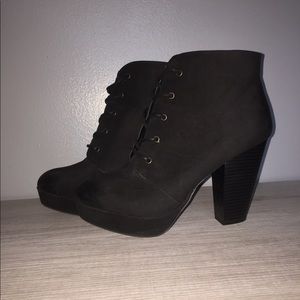 Black suede platform booties